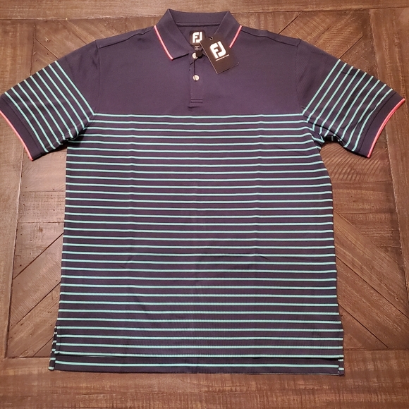 FootJoy x Bisque Golf Feeder Stripe Pique Polo - Field Green